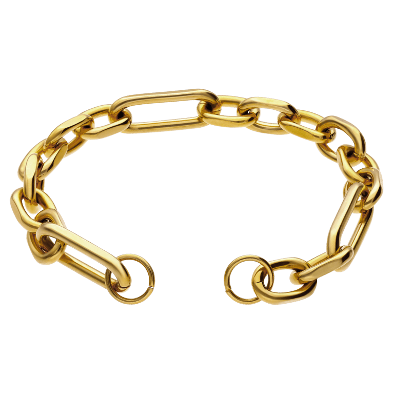 Stainless steel goldplated schakelarmband voor dames