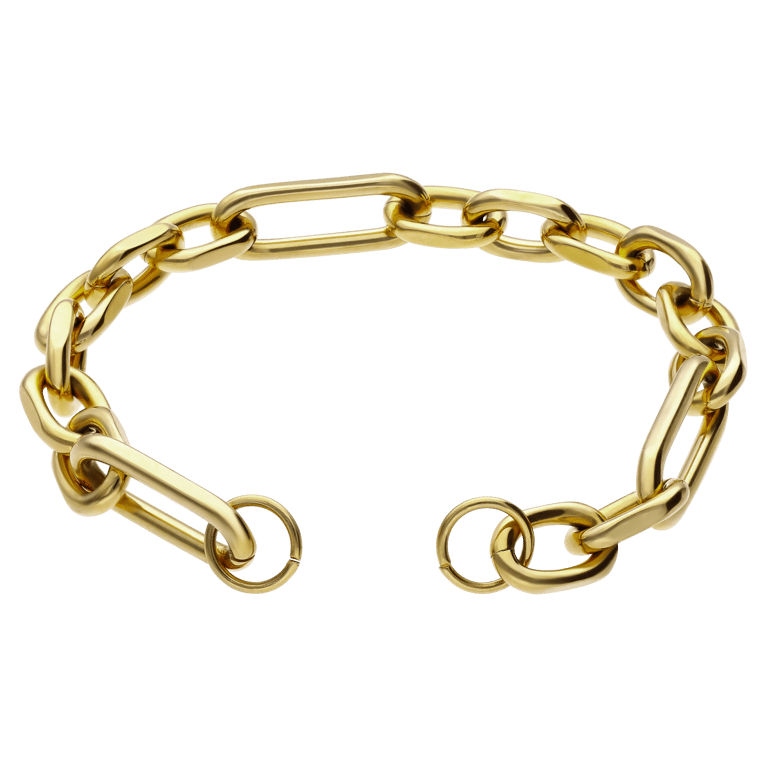 Stalen goldplated bedel armband figaro