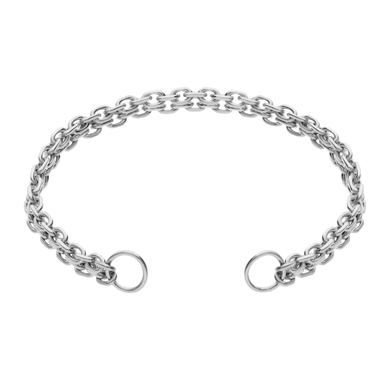 Stalen bedel armband platte schakel dubbel