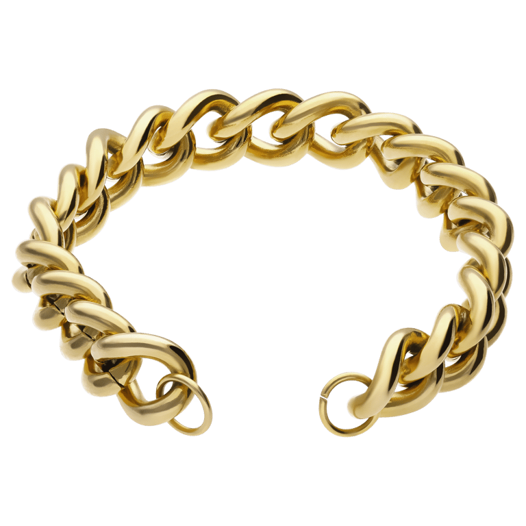 Stalen goldplated schakelarmband voor dames