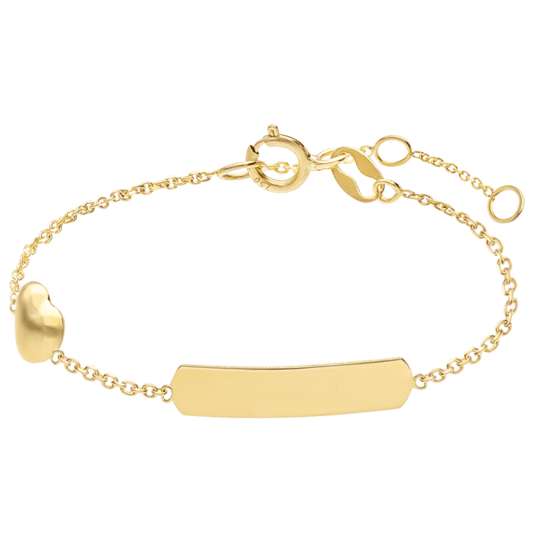 14-karätiges Goldplattenarmband mit Herz für Kinder