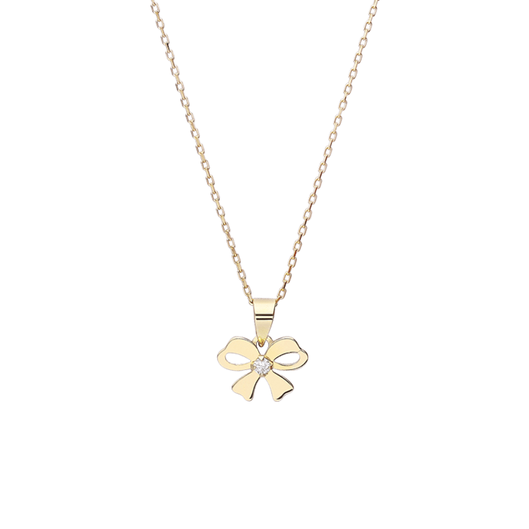 14 karaat ketting strik zirkonia