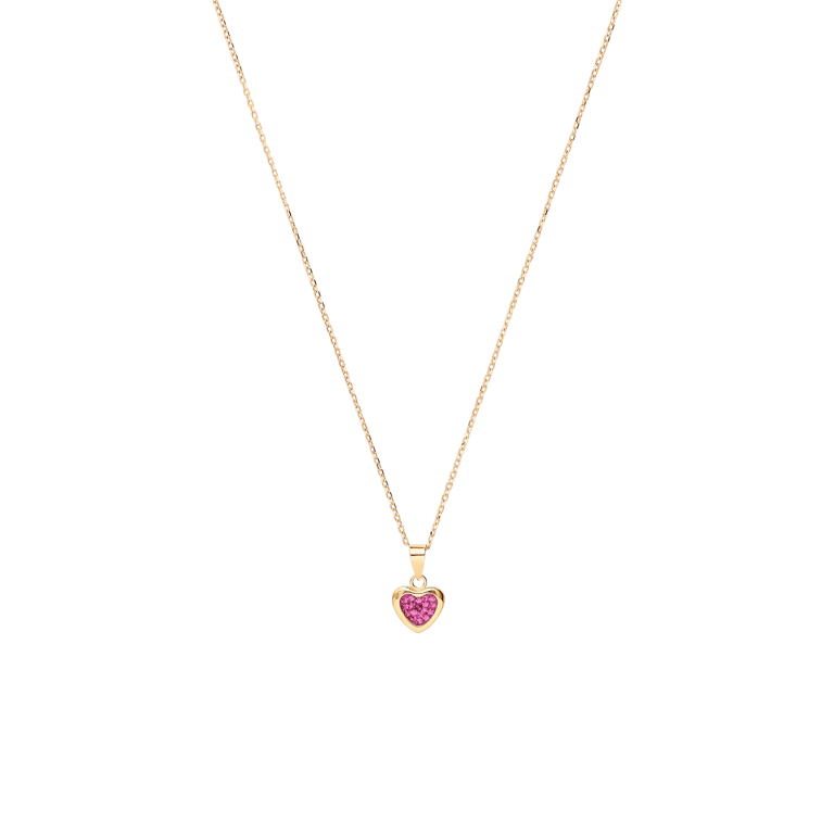 14 karaat ketting hart roze zirkonia