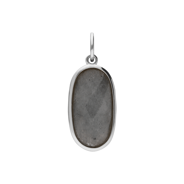 Charm aus Edelstahl, oval, mit Labradorit