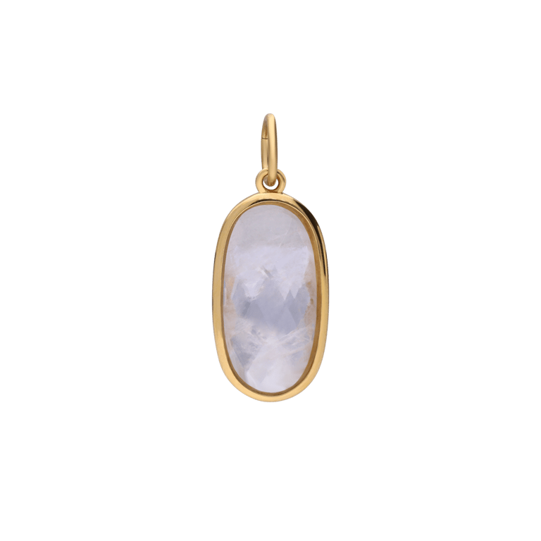 Charm aus Edelstahl, vergoldet, oval, mit Kristall
