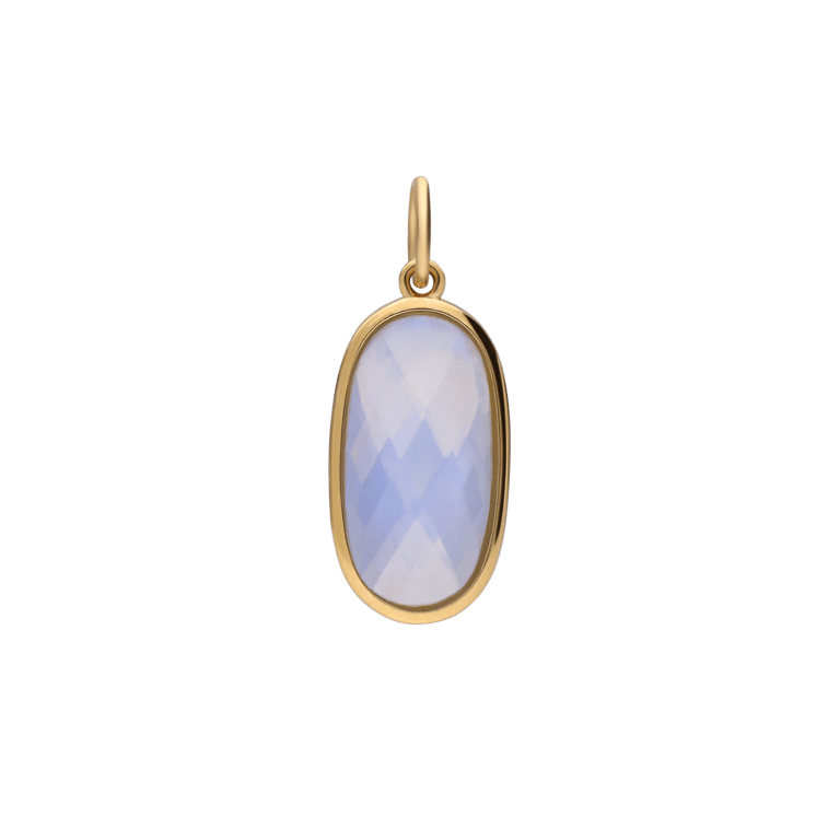 Charm aus Edelstahl, vergoldet, oval, mit Opal