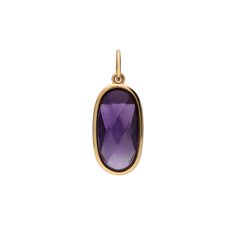 Stalen goldplated bedel ovaal met amethyst