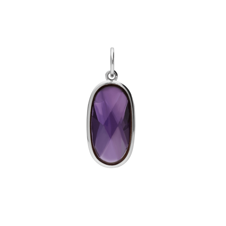Charm aus Edelstahl, oval, mit Amethyst