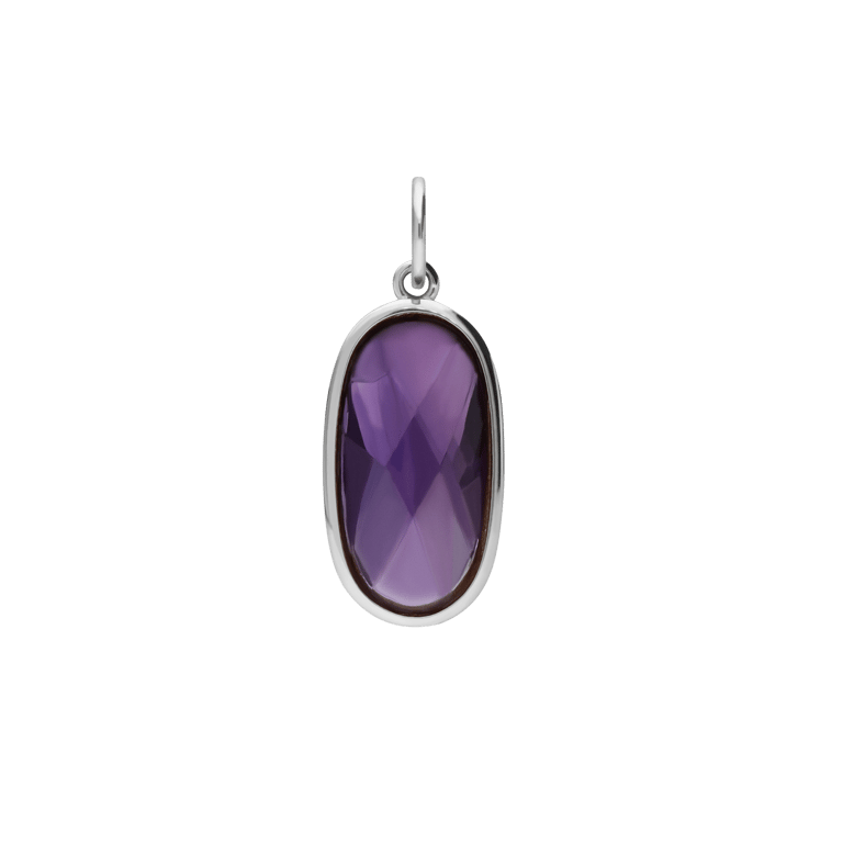 Stalen bedel ovaal met amethyst