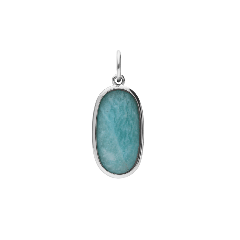 Charm aus Edelstahl, oval, mit Amazonit