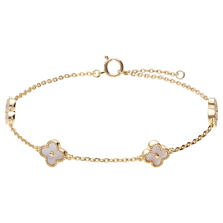 Zilveren goldplated armband klaver voor dames