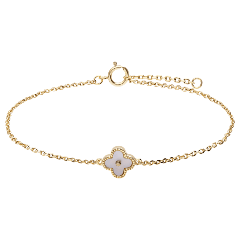 Zilveren goldplated armband klaver voor dames