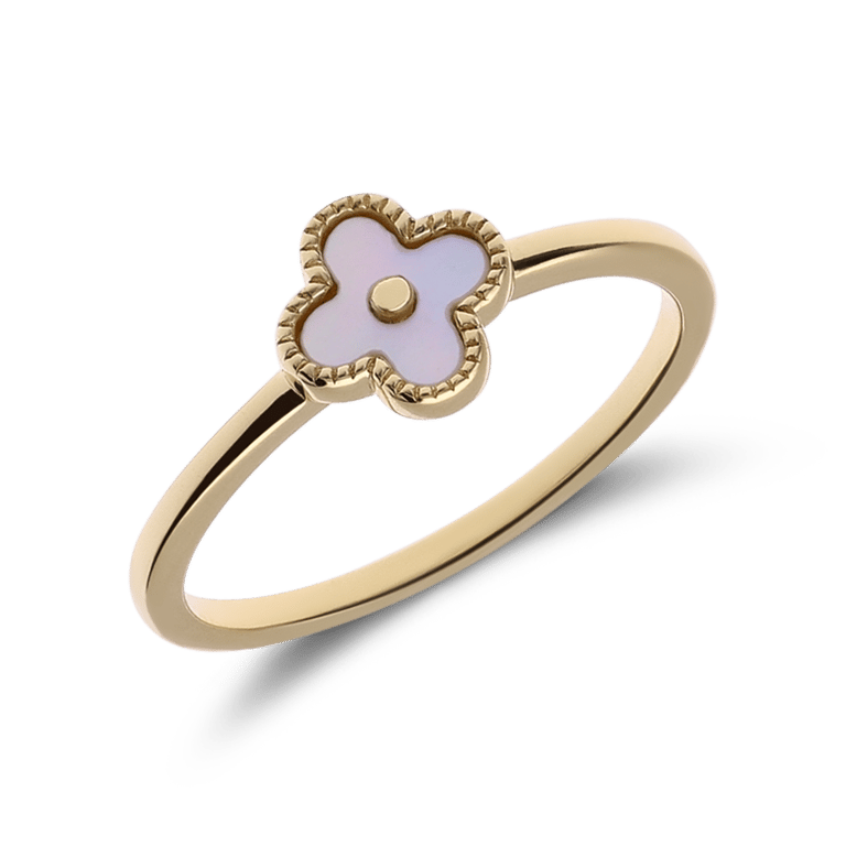 Zilveren goldplated ring klaver voor dames