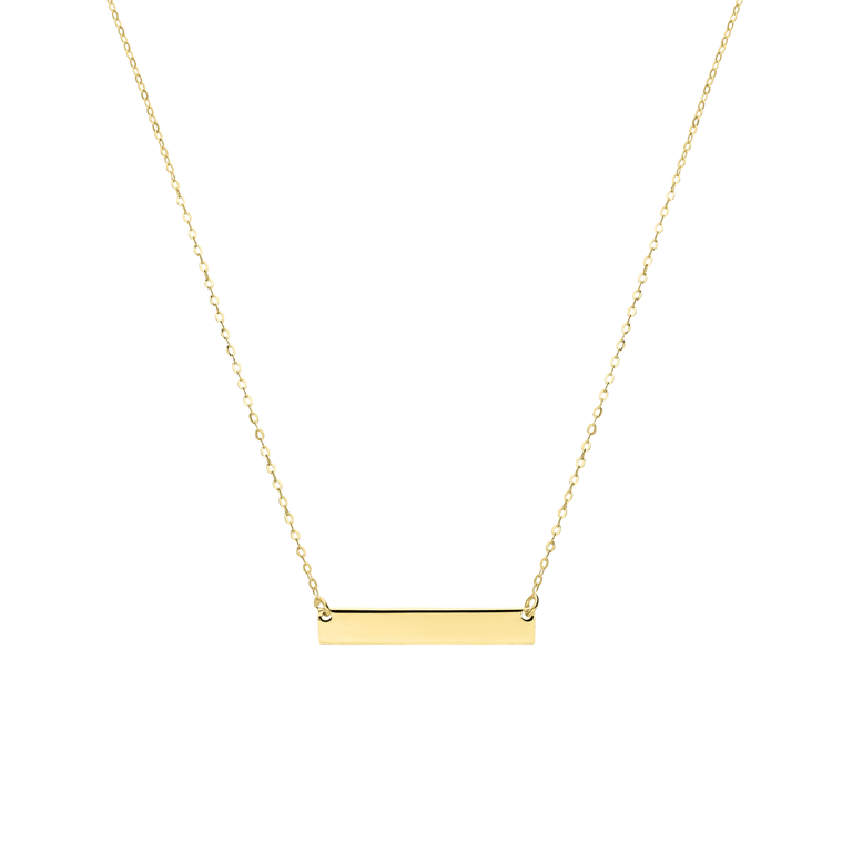 Zilveren goldplated ketting met hanger graveerplaat voor dames