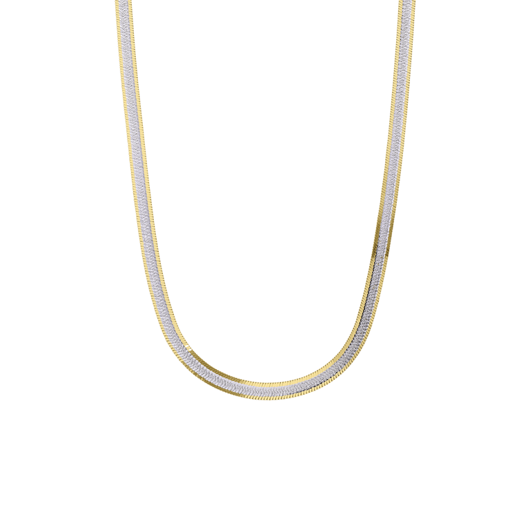 Zilveren bicolor collier slang