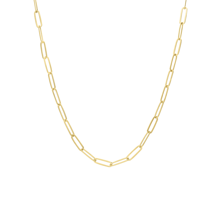 Zilveren goldplated ketting paperclip