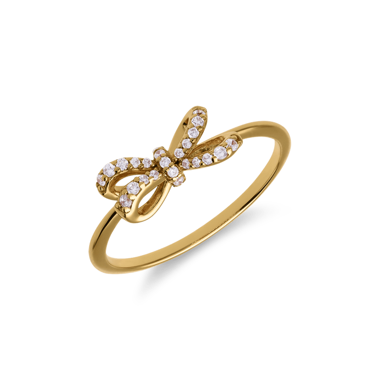 Ring aus 925er Silber, vergoldet, Schleife, Zirkonia