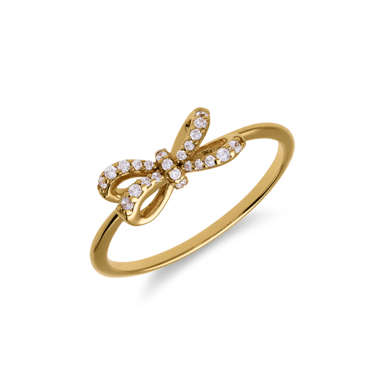 Zilveren goldplated ring strik zirkonia