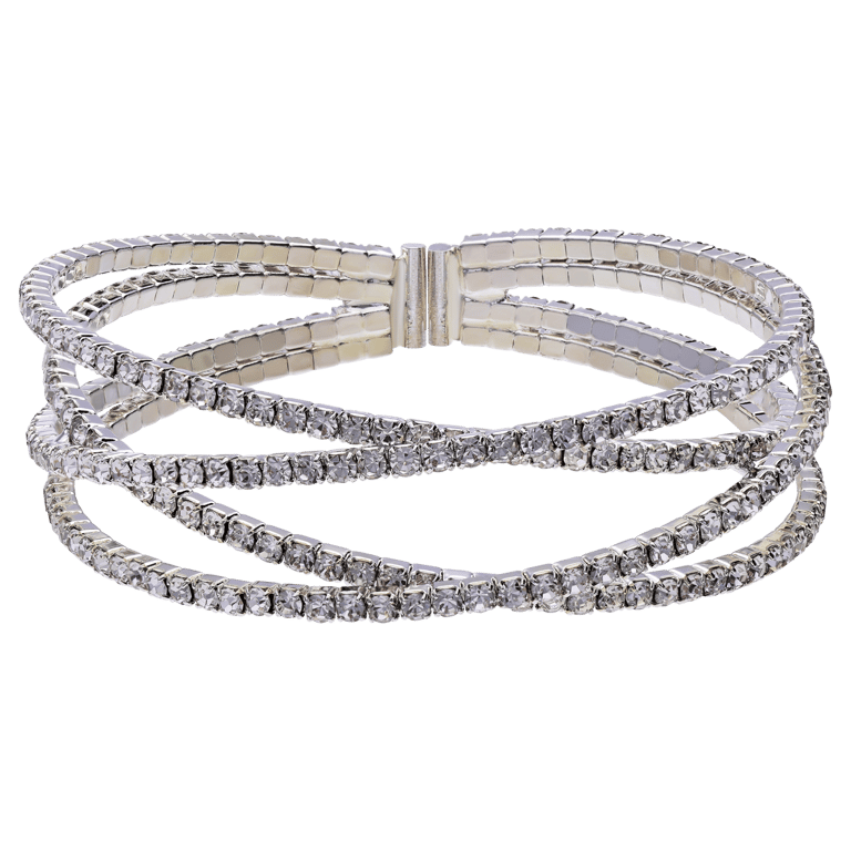 Bijoux zilverkleurige bangle met strass voor dames