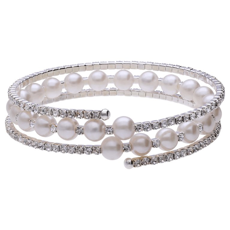 Zilverkleurige bijoux armband met strass