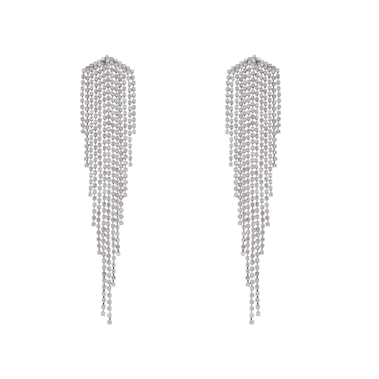 Bijoux zilverkleurige oorhangers met strass voor dames