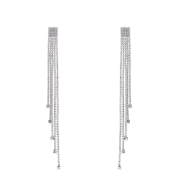 Bijoux zilverkleurige oorhangers met strass voor dames