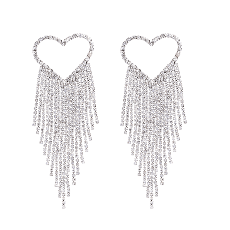 Bijoux zilverkleurige oorhangers hart voor dames