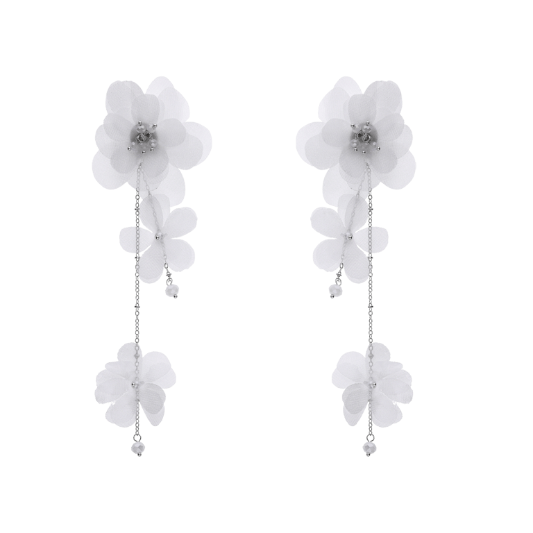 Bijoux zilverkleurige oorhangers met bloem voor dames