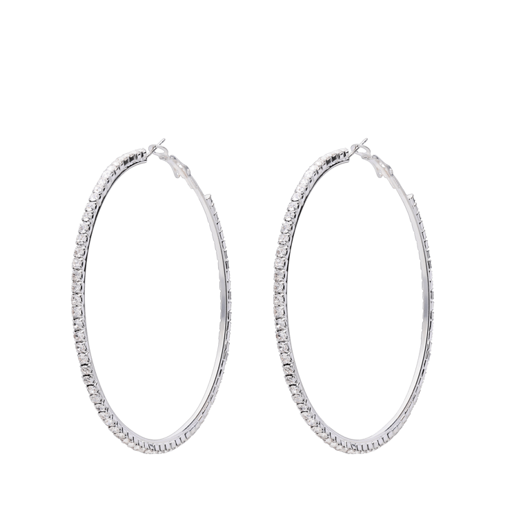 Bijoux zilverkleurige oorhangers met strass voor dames