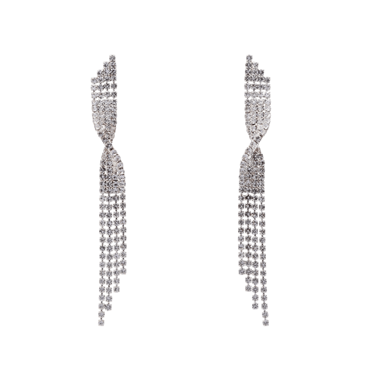 Bijoux zilverkleurige oorhangers oorhangers gedraaid met strass voor dames