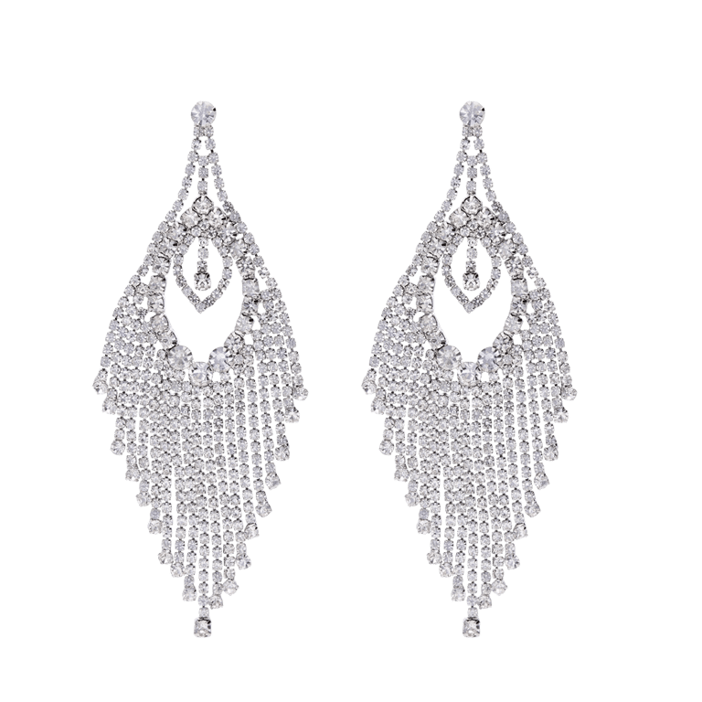 Bijoux zilverkleurige oorhangers met strass voor dames