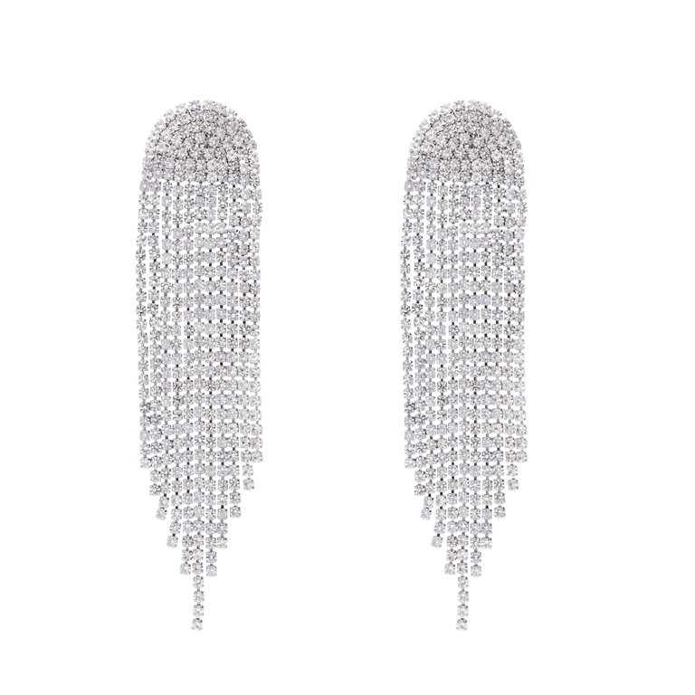 Bijoux zilverkleurige oorhangers met strass voor dames