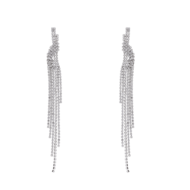 Bijoux zilverkleurige oorhangers gedraaid met strass voor dames