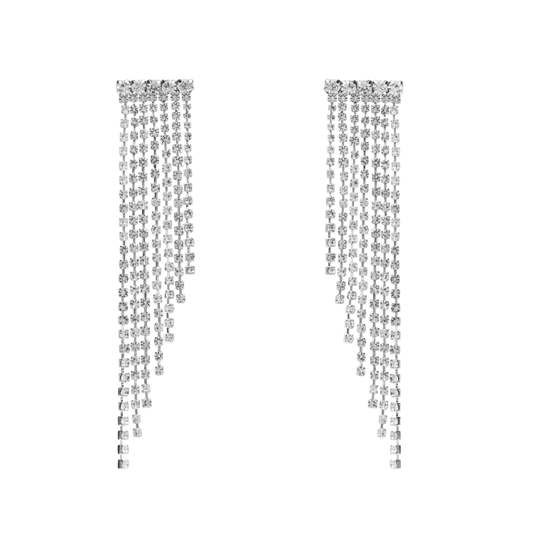 Bijoux zilverkleurige oorhangers met strass voor dames