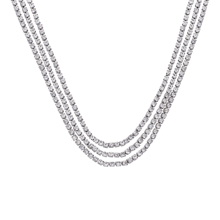Bijoux zilverkleurige tennisketting met strass voor dames