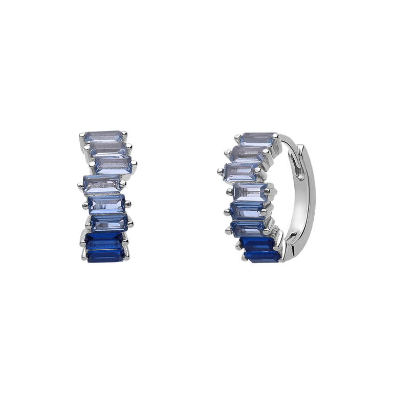 Ohrringe aus 925er Silber, Baguette, Blau