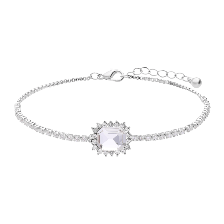 Zilverkleurige bijoux armband met strass