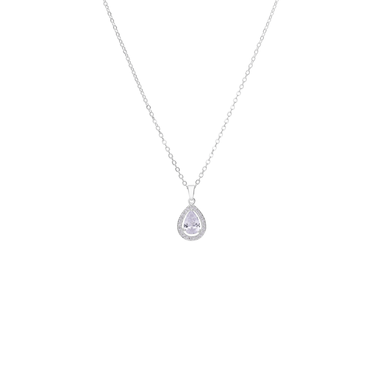 Zilverkleurige bijoux ketting druppel met strass