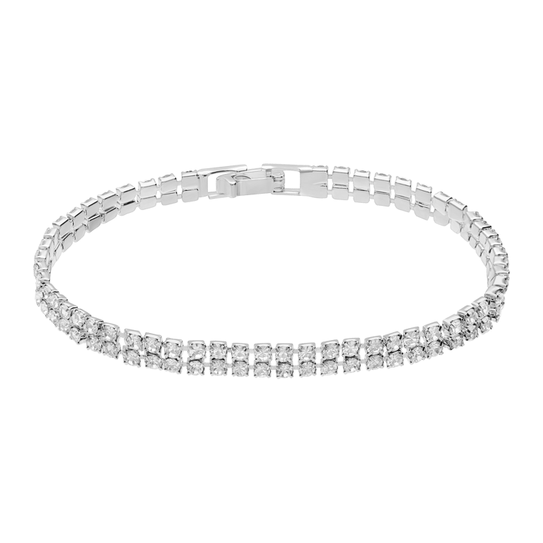 Zilverkleurige bijoux armband met strass