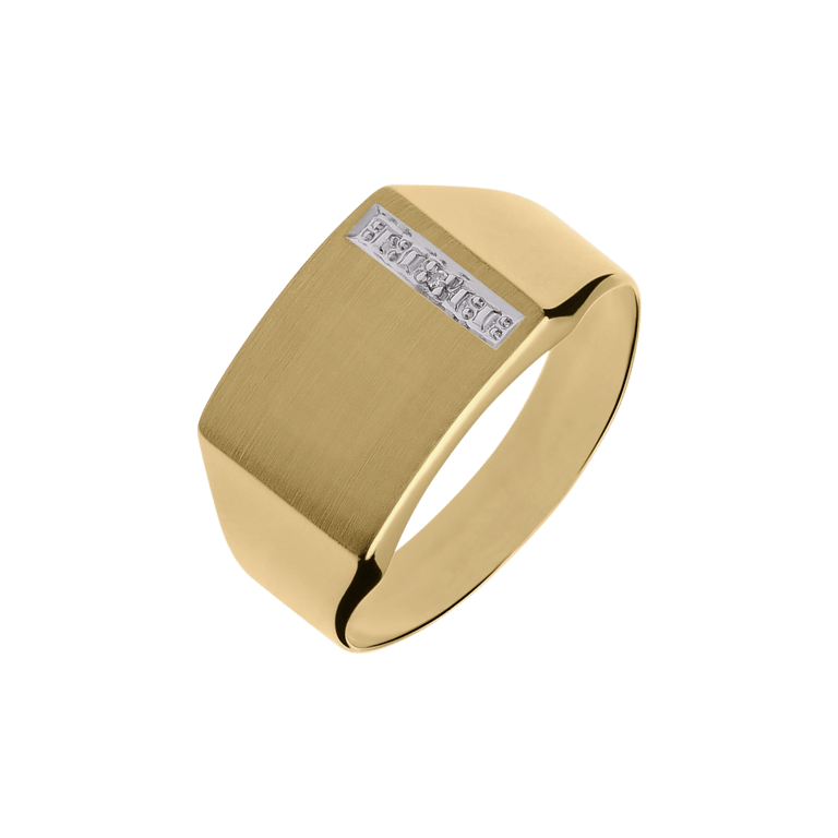 14 Karaat gouden zegelring met diamant 0,005ct