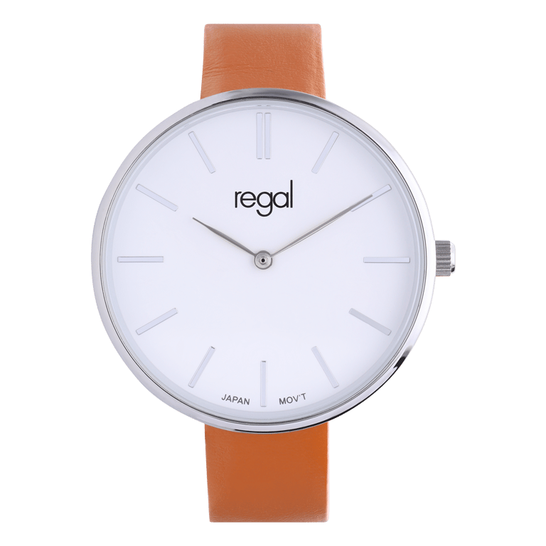 Regal dames horloge met lichtbruine band