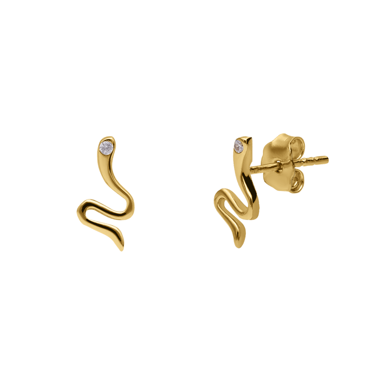 Ohrringe aus 375er Gold, Schlange mit Zirkonia
