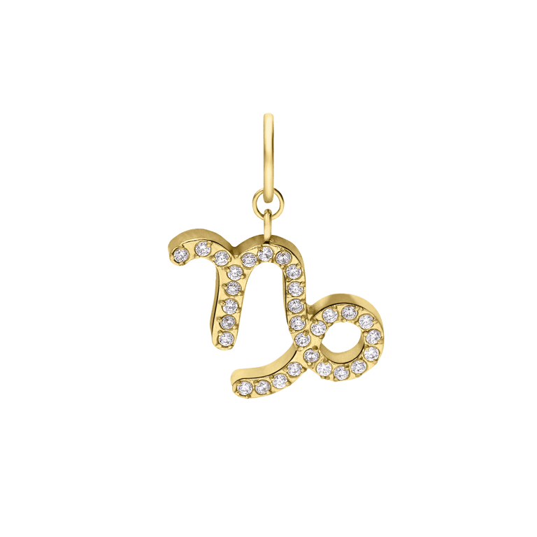 Stalen goldplated sterrenbeeldhanger Steenbok met zirkonia voor dames