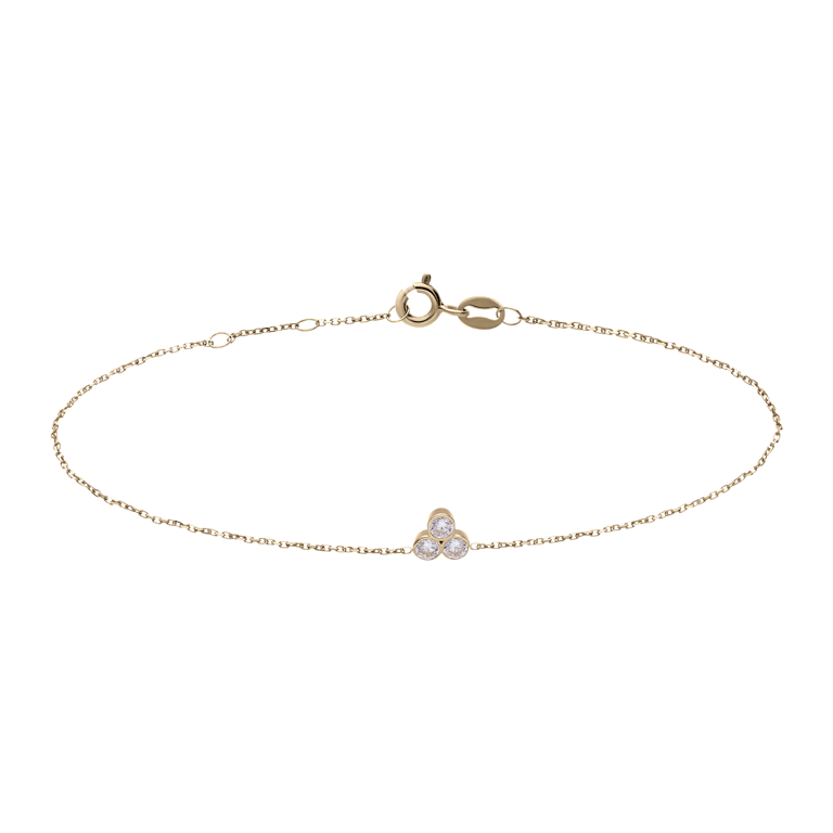Armband aus 585er Gold, 3 Zirkoniasteine