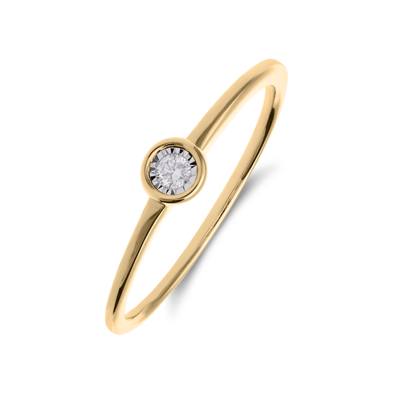 14 Karaat gouden ring met diamant 0,04ct