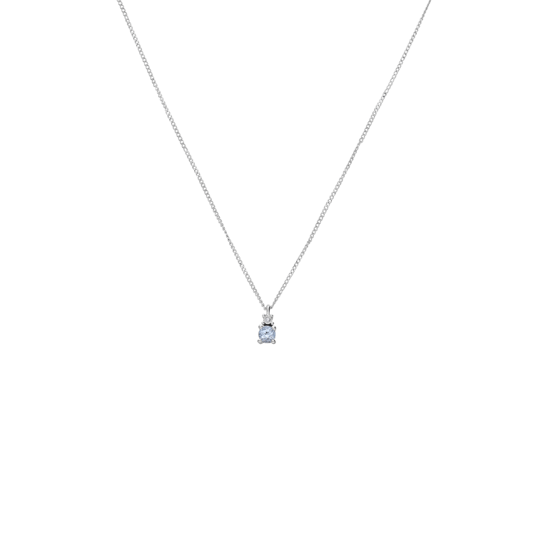 14 Karaat witgouden ketting diamant 0,175ct en topaas