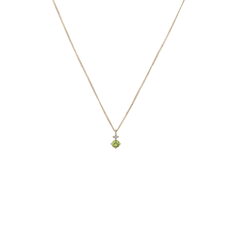 14 Karaat gouden ketting diamant 0,19ct en peridot