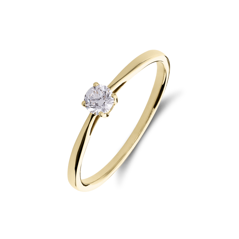 14 karaat geelgouden ring lab grown diamant 0,20ct