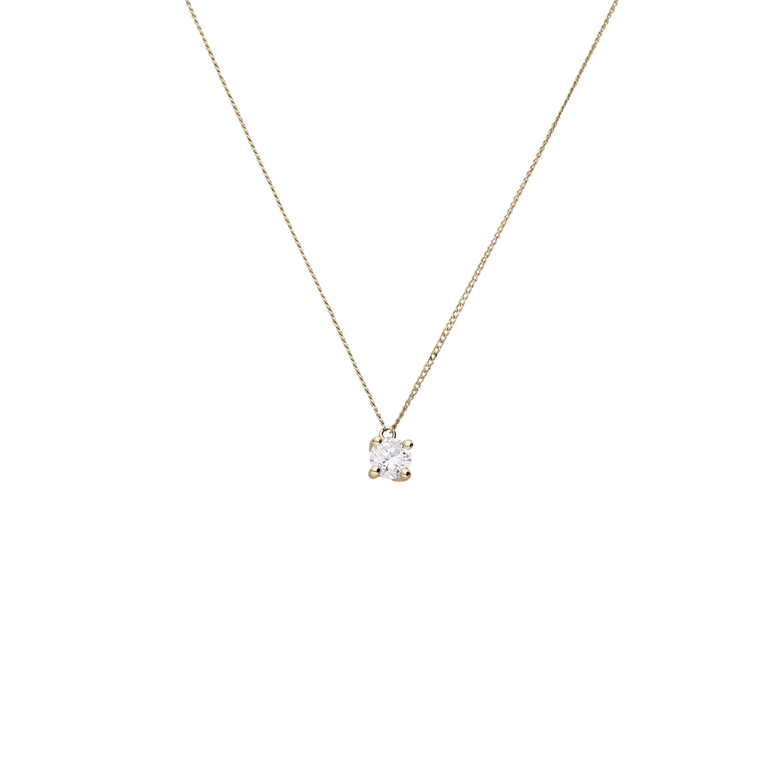 14 karaat gouden solitair ketting met lab grown diamant 0,3ct