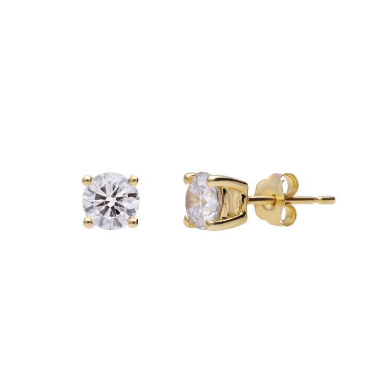 14 karaat geelgouden solitair oorbellen met labgrown diamant 1ct